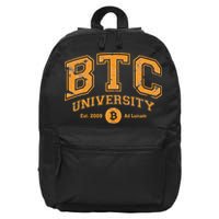 BTC University To The Moon Funny Distressed Bitcoin College 16 in Basic Backpack