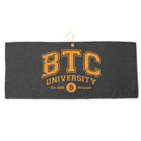 BTC University To The Moon Funny Distressed Bitcoin College Large Microfiber Waffle Golf Towel
