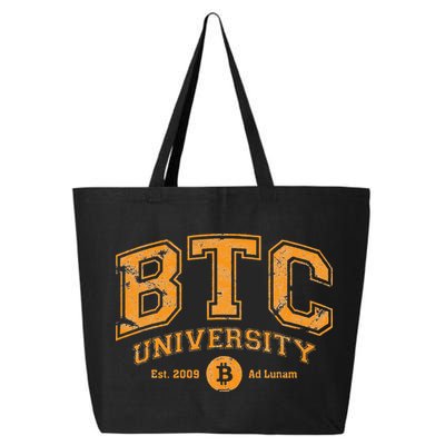 BTC University To The Moon Funny Distressed Bitcoin College 25L Jumbo Tote