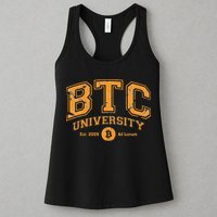 BTC University To The Moon Funny Distressed Bitcoin College Womens Tank Top