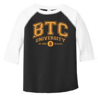 BTC University To The Moon Funny Distressed Bitcoin College Toddler Fine Jersey T-Shirt