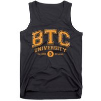 BTC University To The Moon Funny Distressed Bitcoin College Tank Top