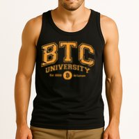 BTC University To The Moon Funny Distressed Bitcoin College Tank Top