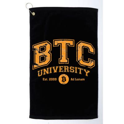 BTC University To The Moon Funny Distressed Bitcoin College Golf Towel