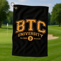 BTC University To The Moon Funny Distressed Bitcoin College Golf Towel