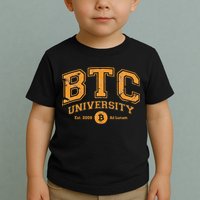 BTC University To The Moon Funny Distressed Bitcoin College Toddler T-Shirt