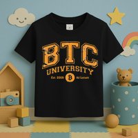 BTC University To The Moon Funny Distressed Bitcoin College Toddler T-Shirt