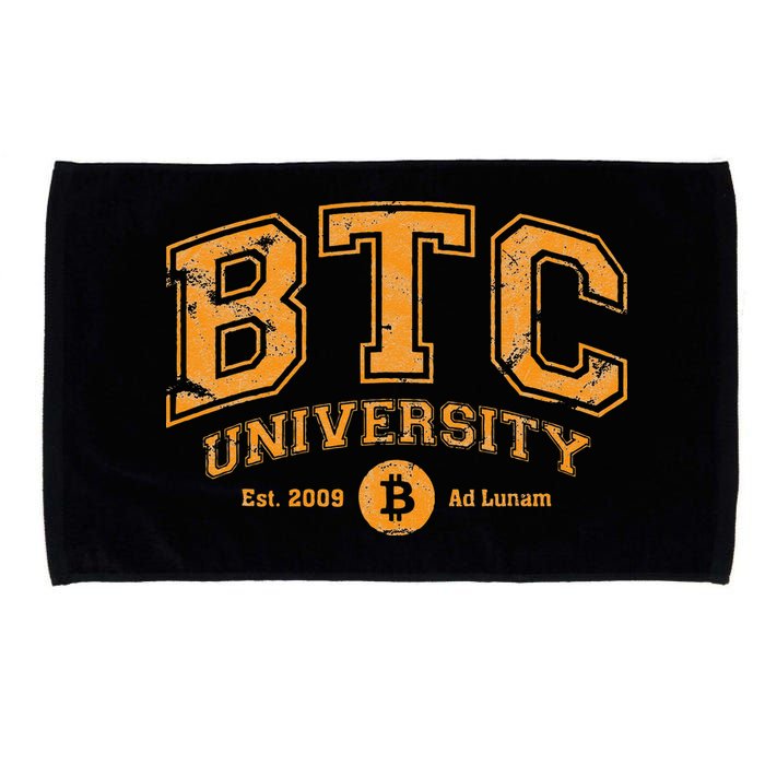 BTC University To The Moon Funny Distressed Bitcoin College Microfiber Hand Towel