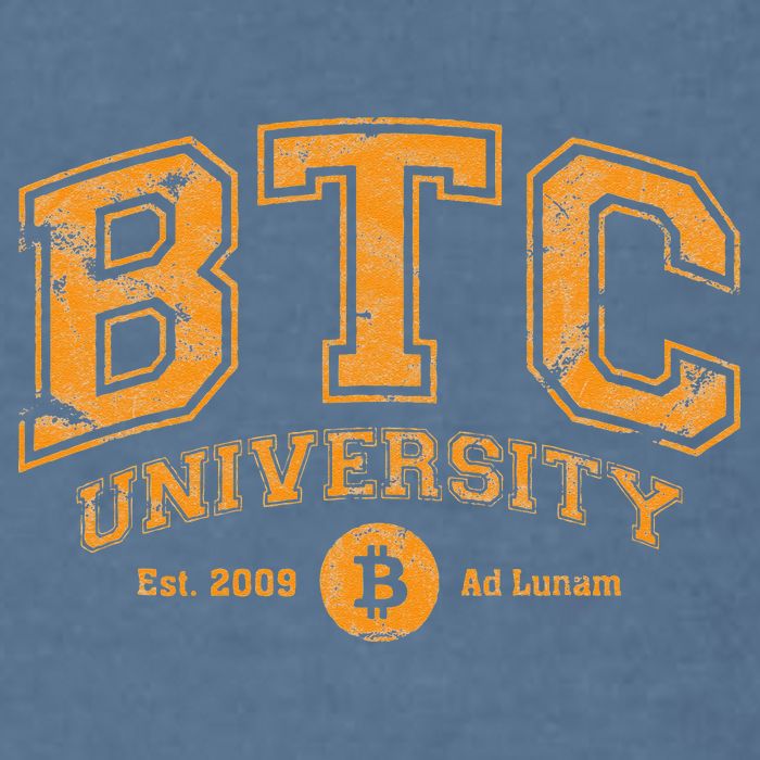 BTC University To The Moon Funny Distressed Bitcoin College Garment-Dyed Sweatshirt
