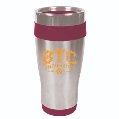 BTC University To The Moon Funny Distressed Bitcoin College 16oz Travel Tumbler