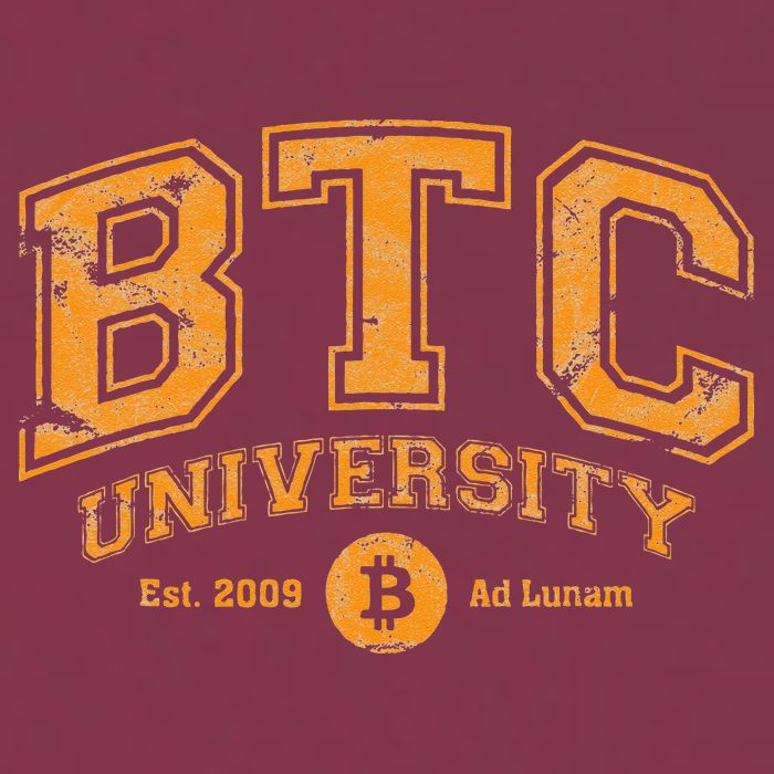 BTC University To The Moon Funny Distressed Bitcoin College 16oz Travel Tumbler