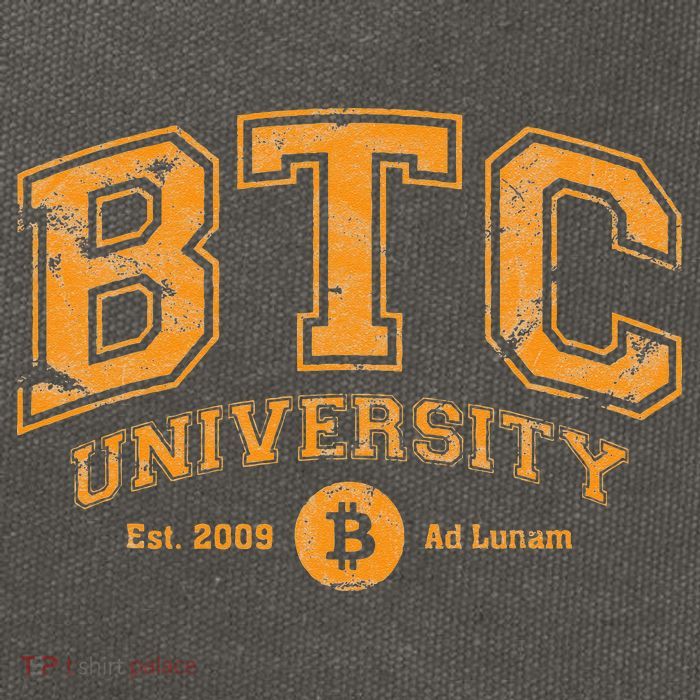 BTC University To The Moon Funny Distressed Bitcoin College Cotton Canvas Backpack