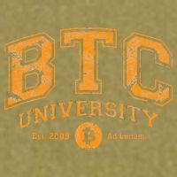 BTC University To The Moon Funny Distressed Bitcoin College Garment-Dyed Women's Muscle Tee