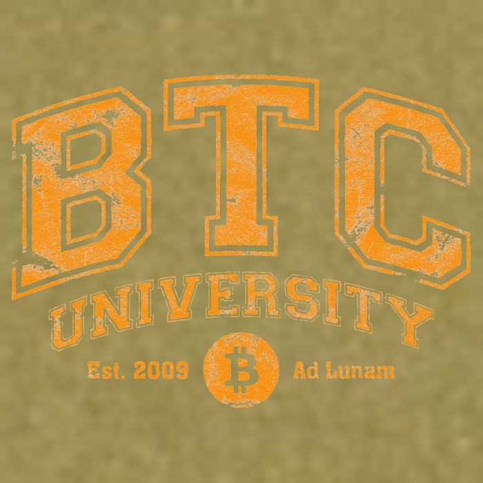 BTC University To The Moon Funny Distressed Bitcoin College Garment-Dyed Women's Muscle Tee