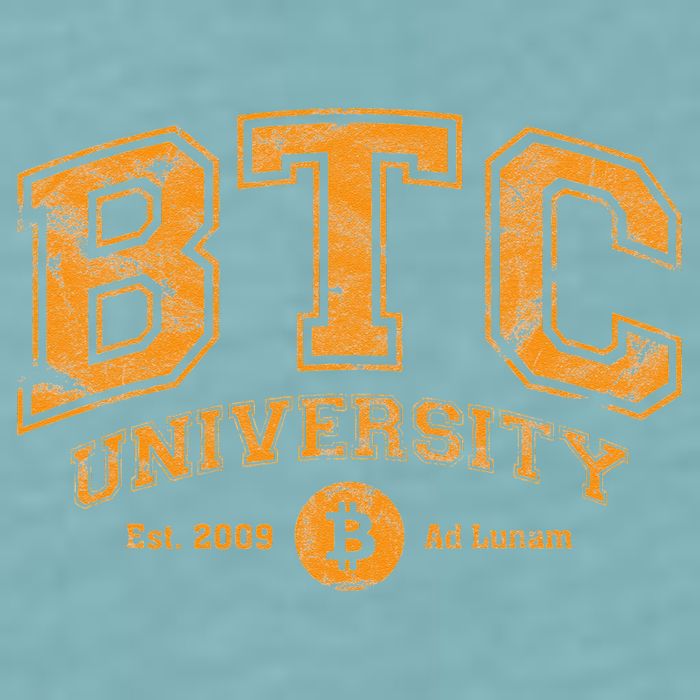 BTC University To The Moon Funny Distressed Bitcoin College Sueded Cloud Jersey T-Shirt