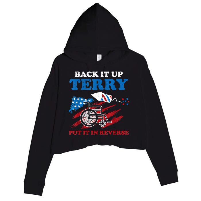 Back Up Terry Put It In Reverse 4th Of July Funny Patriotic Crop Fleece Hoodie