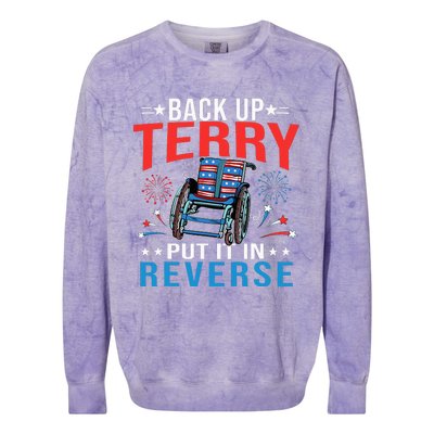 Back Up Terry Put It In Reverse Fireworks Funny 4th Of July Colorblast Crewneck Sweatshirt