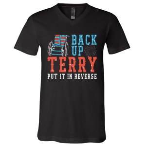 Back Up Terry Put It In Reverse Firework 4th Of July V-Neck T-Shirt