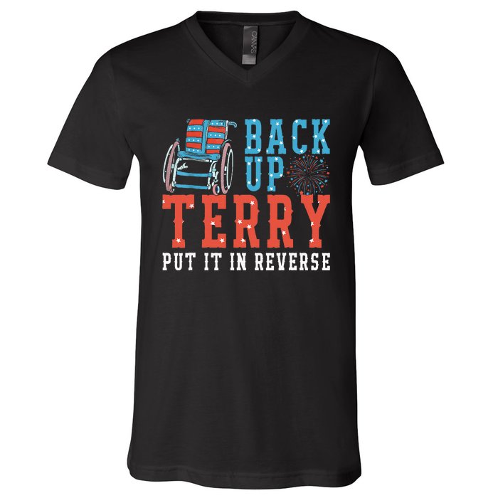 Back Up Terry Put It In Reverse Firework 4th Of July V-Neck T-Shirt