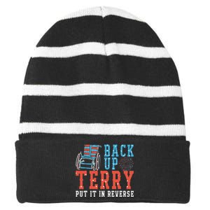 Back Up Terry Put It In Reverse Firework 4th Of July Striped Beanie with Solid Band