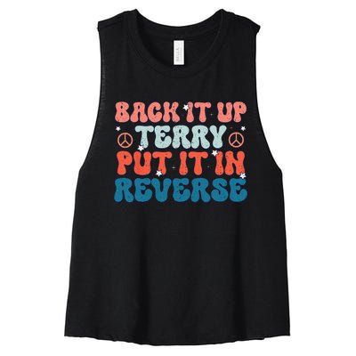 Back Up Terry Put It In Reverse Groovy Vintage 4th Of July Women's Racerback Cropped Tank