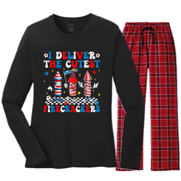 Back Up Terry Put It In Reverse Funny July 4th Firework Women's Long Sleeve Flannel Pajama Set 