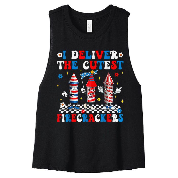 Back Up Terry Put It In Reverse Funny July 4th Firework Women's Racerback Cropped Tank