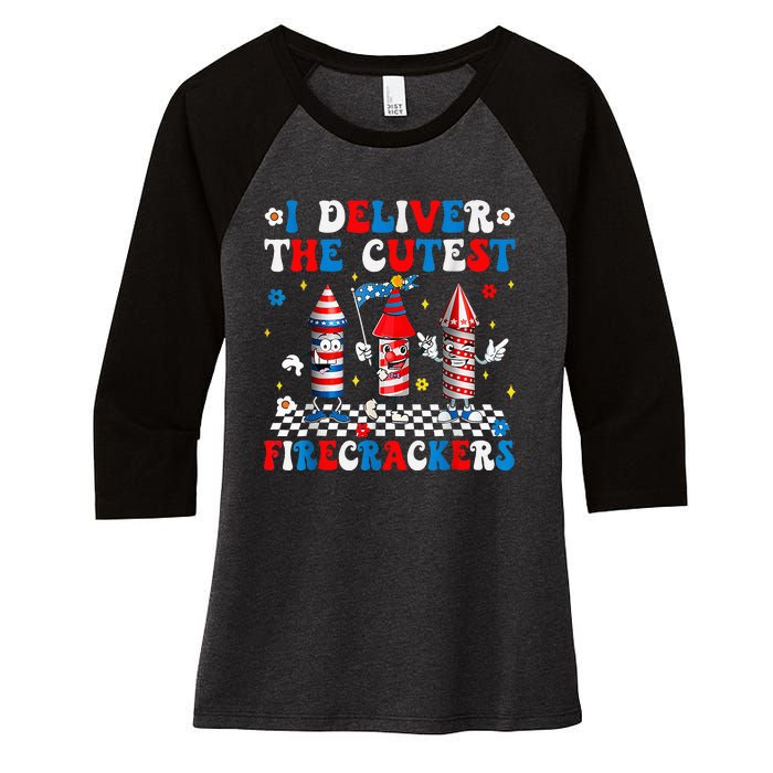 Back Up Terry Put It In Reverse Funny July 4th Firework Women's Tri-Blend 3/4-Sleeve Raglan Shirt