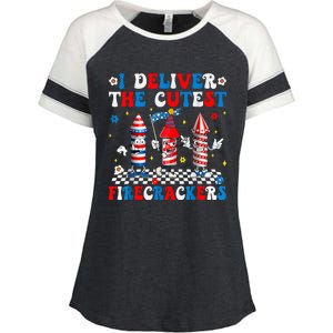 Back Up Terry Put It In Reverse Funny July 4th Firework Enza Ladies Jersey Colorblock Tee