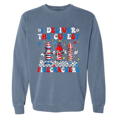 Back Up Terry Put It In Reverse Funny July 4th Firework Garment-Dyed Sweatshirt