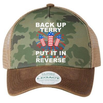 Back Up Terry Put It In Reverse Firework Funny 4th Of July Legacy Tie Dye Trucker Hat
