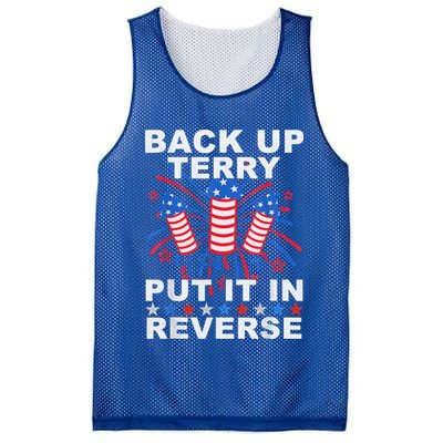 Back Up Terry Put It In Reverse Firework Funny 4th Of July Mesh Reversible Basketball Jersey Tank