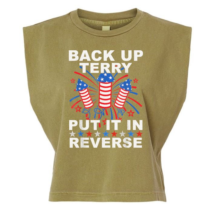 Back Up Terry Put It In Reverse Firework Funny 4th Of July Garment-Dyed Women's Muscle Tee