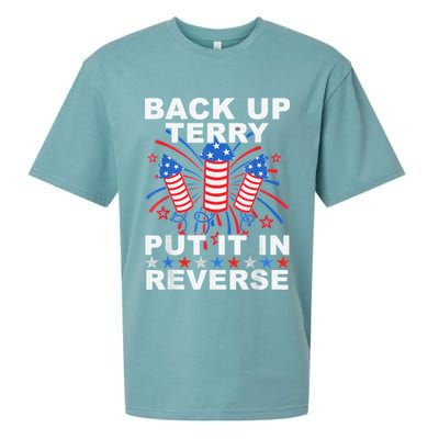 Back Up Terry Put It In Reverse Firework Funny 4th Of July Sueded Cloud Jersey T-Shirt