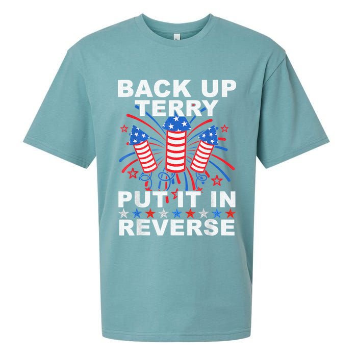 Back Up Terry Put It In Reverse Firework Funny 4th Of July Sueded Cloud Jersey T-Shirt