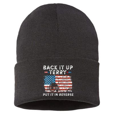 Back Up Terry Put It In Reverse Firework Funny 4th Of July Sustainable Knit Beanie