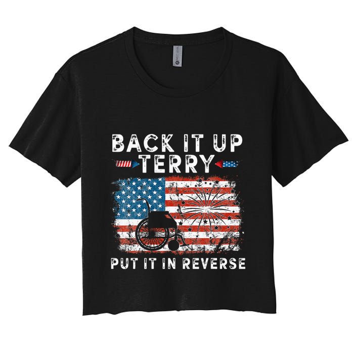 Back Up Terry Put It In Reverse Firework Funny 4th Of July Crop Top