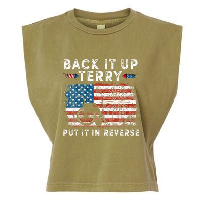 Back Up Terry Put It In Reverse Firework Funny 4th Of July Garment-Dyed Women's Muscle Tee