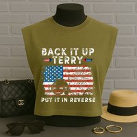 Back Up Terry Put It In Reverse Firework Funny 4th Of July Garment-Dyed Women's Muscle Tee