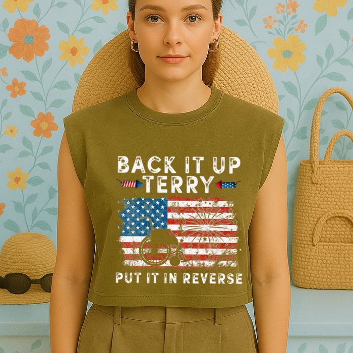 Back Up Terry Put It In Reverse Firework Funny 4th Of July Garment-Dyed Women's Muscle Tee