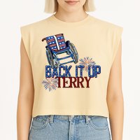 Back Up Terry Put It In Reverse Firework 4th Of July Groovy Garment-Dyed Women's Muscle Tee