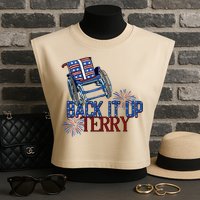 Back Up Terry Put It In Reverse Firework 4th Of July Groovy Garment-Dyed Women's Muscle Tee