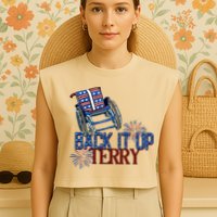 Back Up Terry Put It In Reverse Firework 4th Of July Groovy Garment-Dyed Women's Muscle Tee