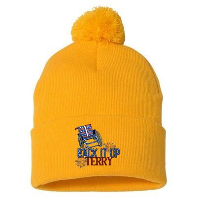 Back Up Terry Put It In Reverse Firework 4th Of July Groovy Pom Pom 12in Knit Beanie
