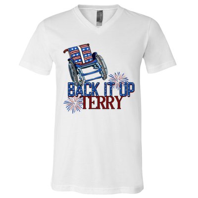 Back Up Terry Put It In Reverse Firework 4th Of July Groovy V-Neck T-Shirt