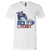 Back Up Terry Put It In Reverse Firework 4th Of July Groovy V-Neck T-Shirt
