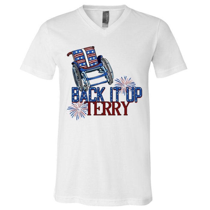 Back Up Terry Put It In Reverse Firework 4th Of July Groovy V-Neck T-Shirt