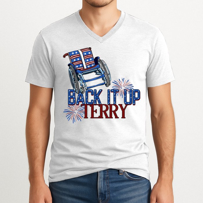 Back Up Terry Put It In Reverse Firework 4th Of July Groovy V-Neck T-Shirt
