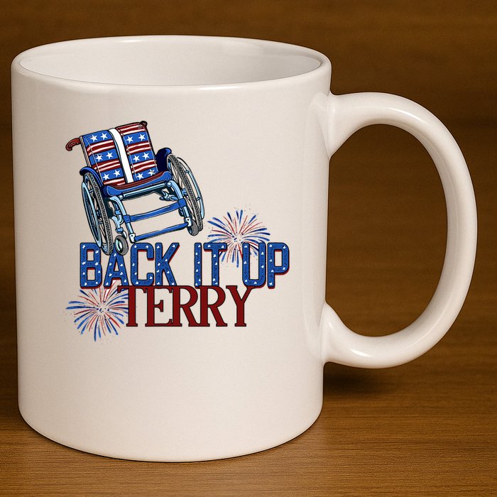 Back Up Terry Put It In Reverse Firework 4th Of July Groovy 11oz C Handle Ceramic Mug