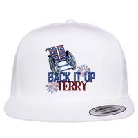 Back Up Terry Put It In Reverse Firework 4th Of July Groovy Flat Bill Trucker Hat
